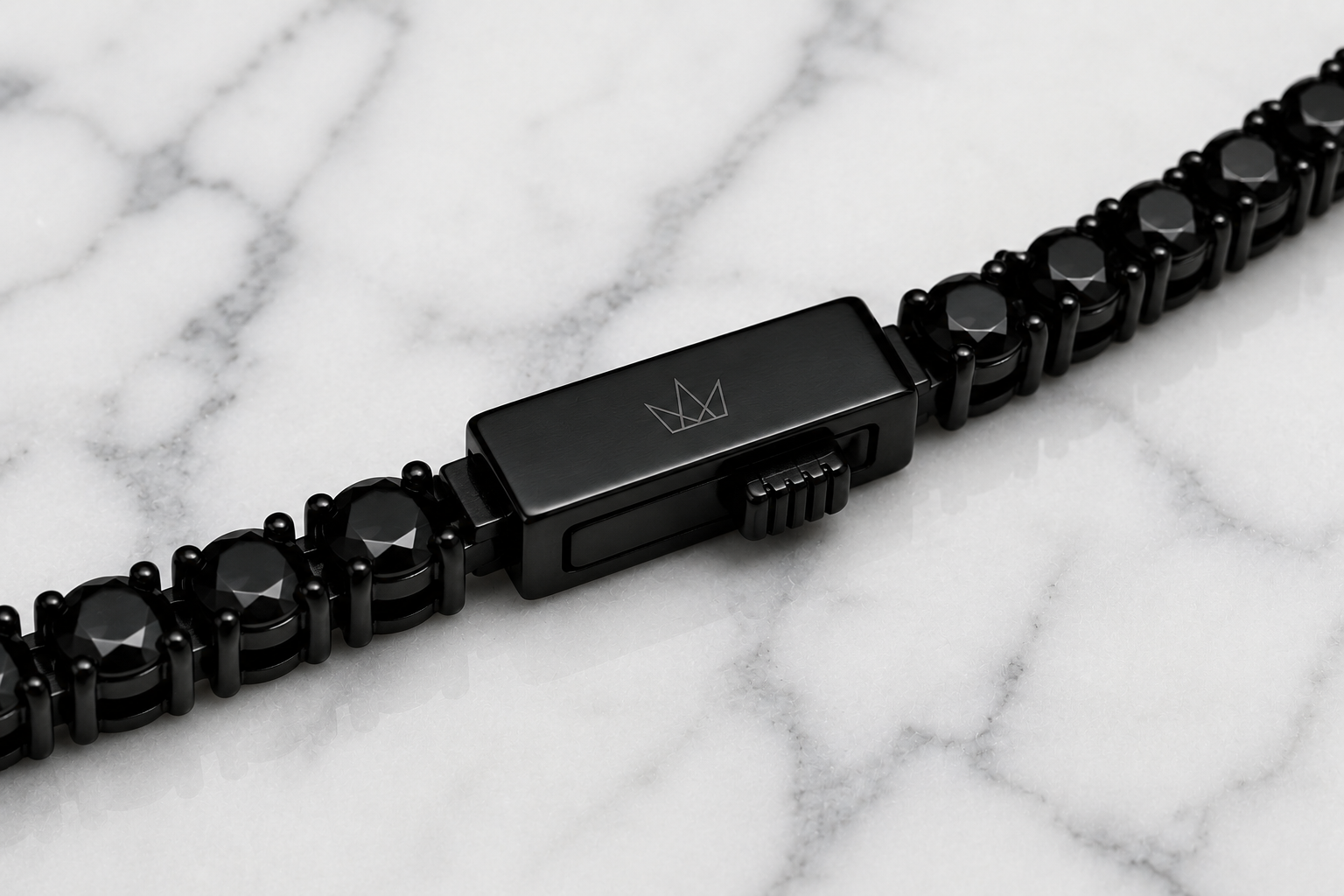 ROVIA Black Tennis Chain Necklace – AAA Black Zirconia | 4mm | 316L Stainless Steel