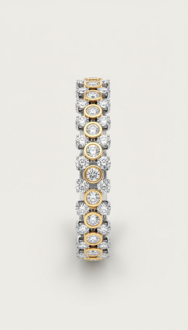 Zirconia-Studded Stainless Steel Bracelet
