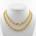 ROVIA 18K Gold Rope Chain Necklace on black velvet display