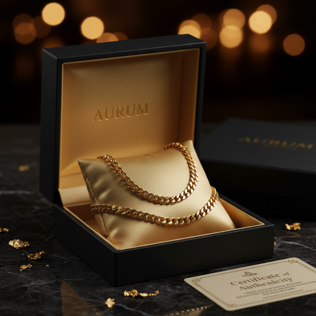 ROVIA Gold Franco Chain in luxury jewelry box