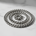 ROVIA Silver Cuban Link Chain 6mm on white marble