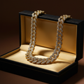ROVIA Iced Out Cuban Link Chain 10mm in luxury jewelry box